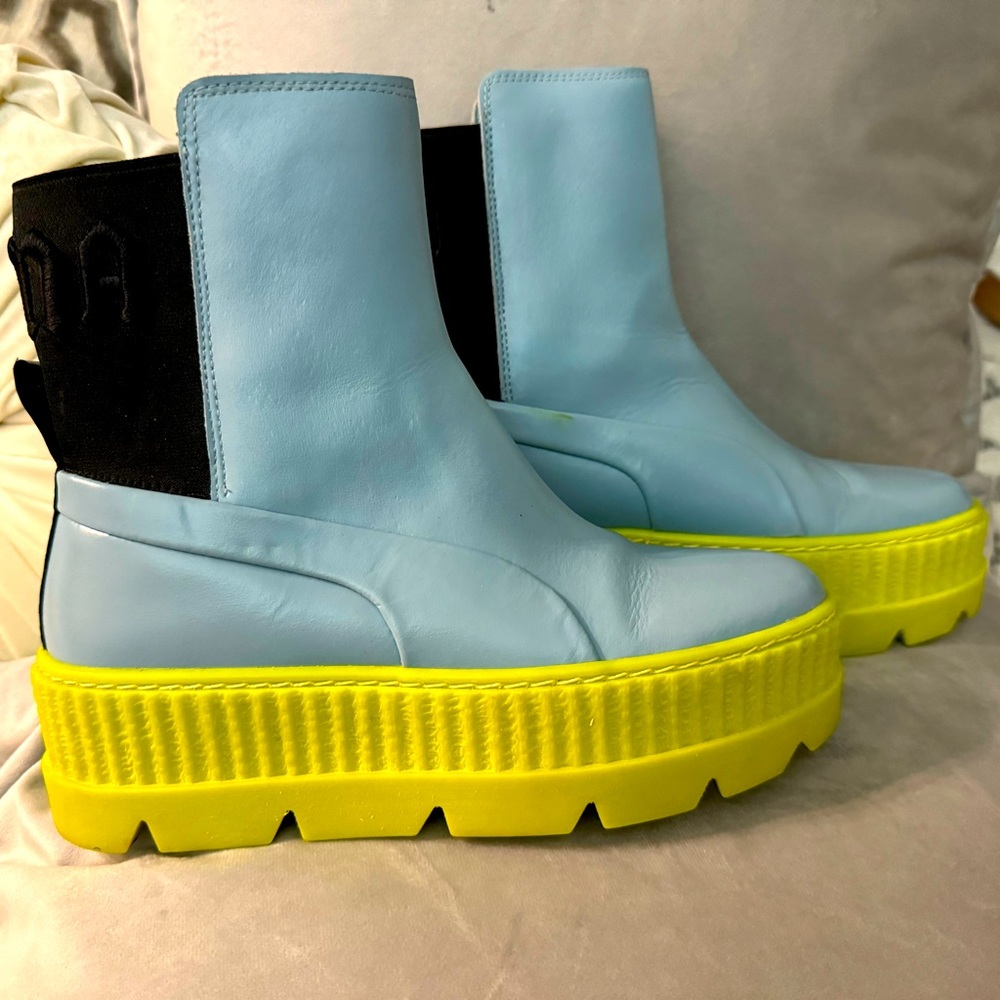 Puma Fenty By Rihanna Chelsea Combat Booties Womens Blue Casual Boots